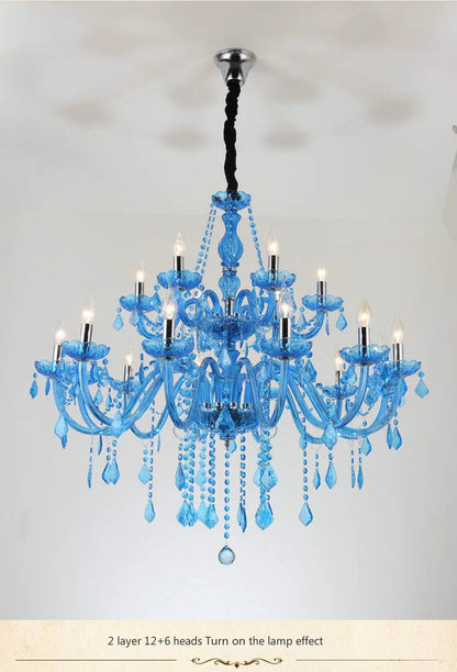 European Mediterranean Blue Crystal Chandelier