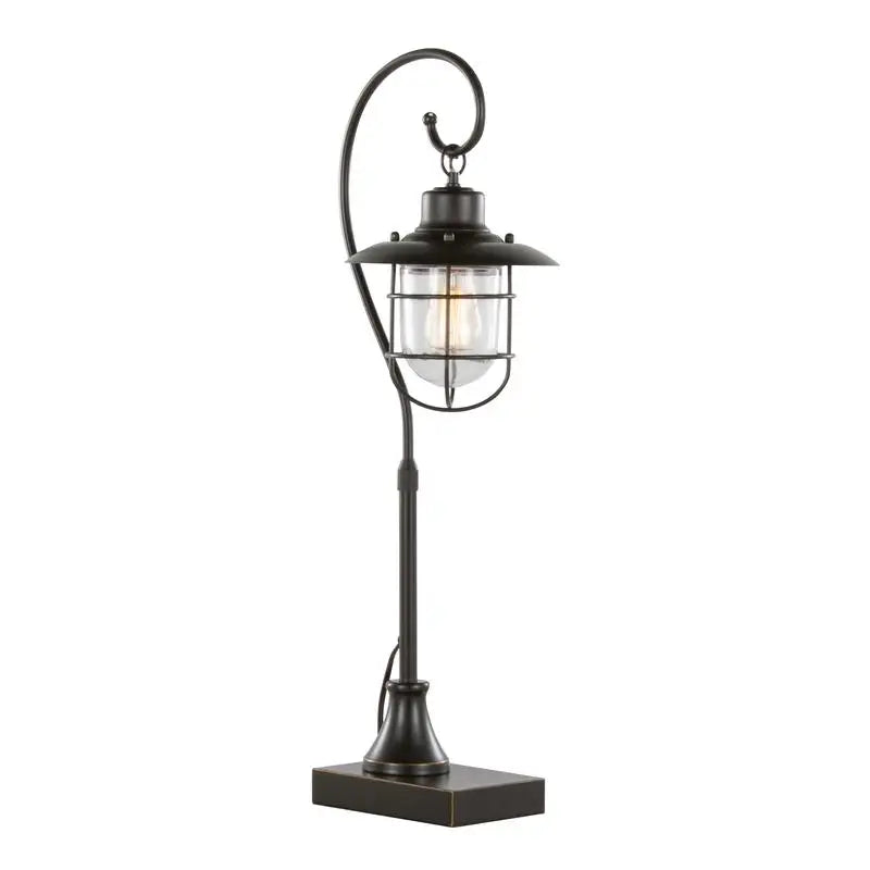Stylish oil-rubbed bronze finish on the Set of 2 Contemporary 33" Tyr Metal Task Lamps, ideal contemporary metal desk lamps for home.