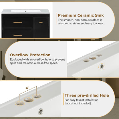 Classic 30" Bathroom Vanity Set w/Premium Ceramic Sink