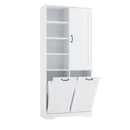 Contemporary 68" Freestanding White Open Hamper Cabinet
