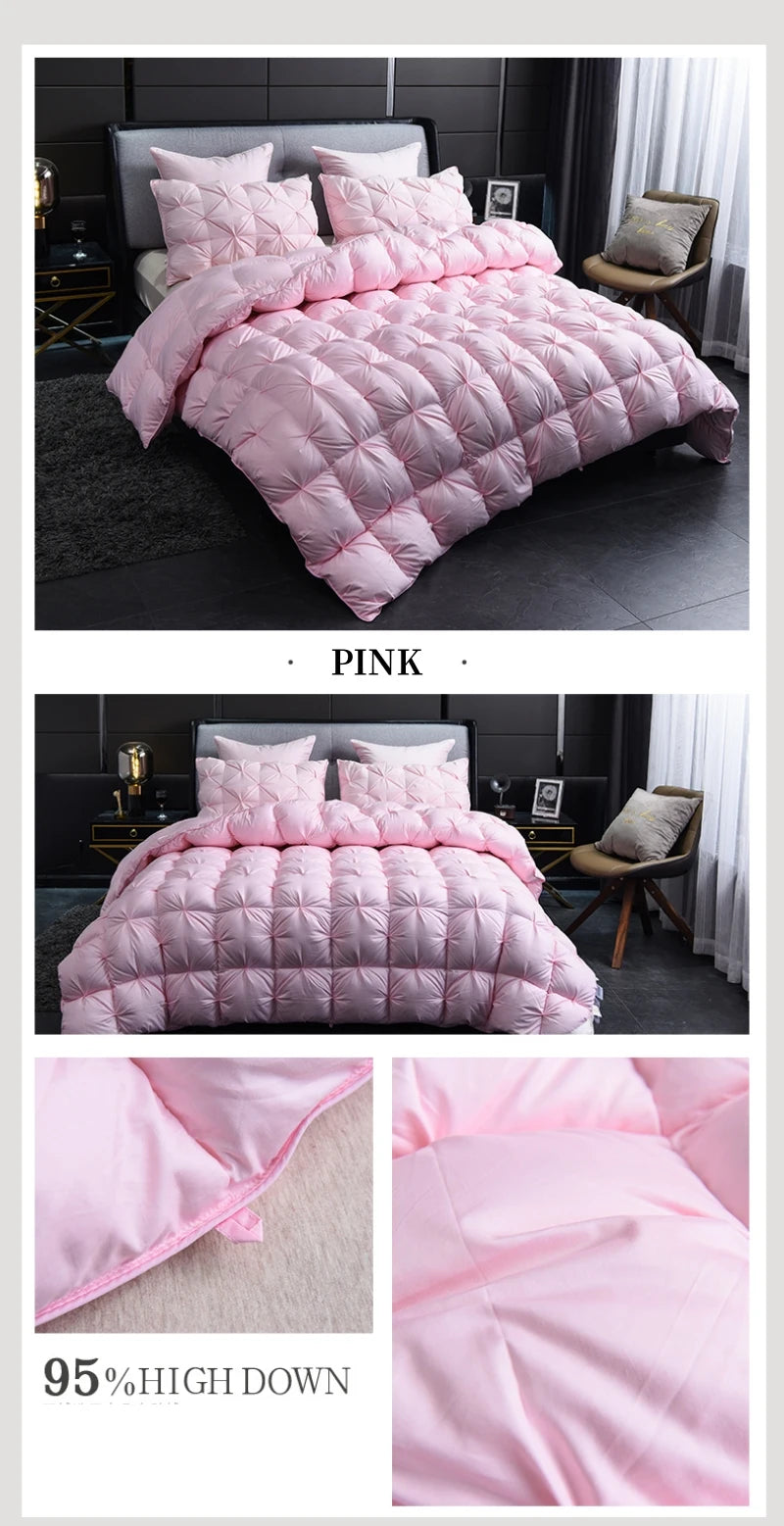 Luxurious White Goose Down Comforter in Blue, offering warmth and comfort for your sleep sanctuary.