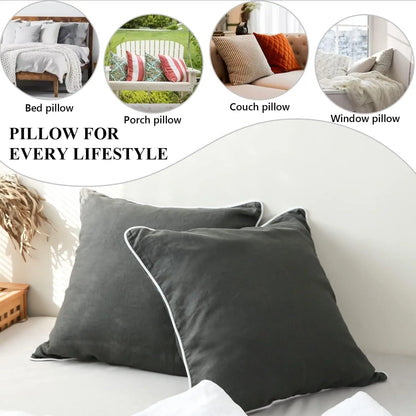 Unique Washed Linen Euro Pillow Sham-Set of 2