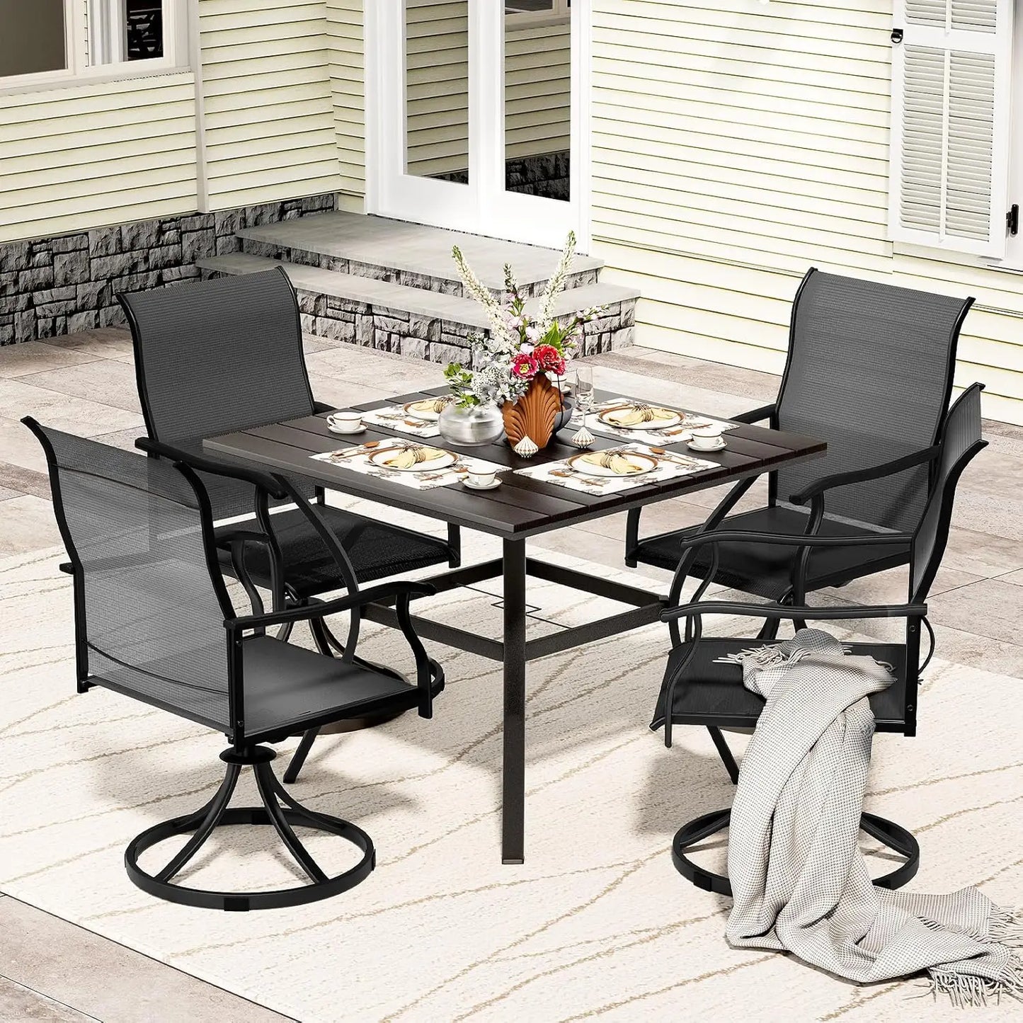 5-piece Metal Outdoor Patio Dining Set 