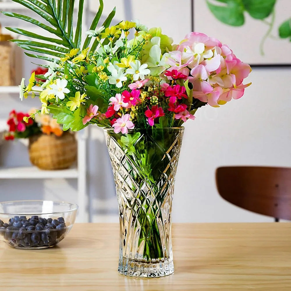 Tall Crystal Glass Flower Vase