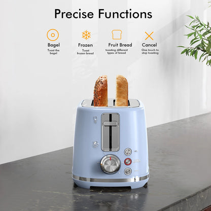 Blue Large-Slot 2-Slice Toaster w/Auto Shut-off