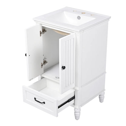 Modern & Independent 20" White Bathroom Vanity w/Semilune Ceramic Sink