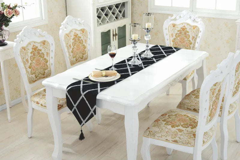 Table adorned with Long Strip Table Runner - Showing how this long table runner enhances any meal.