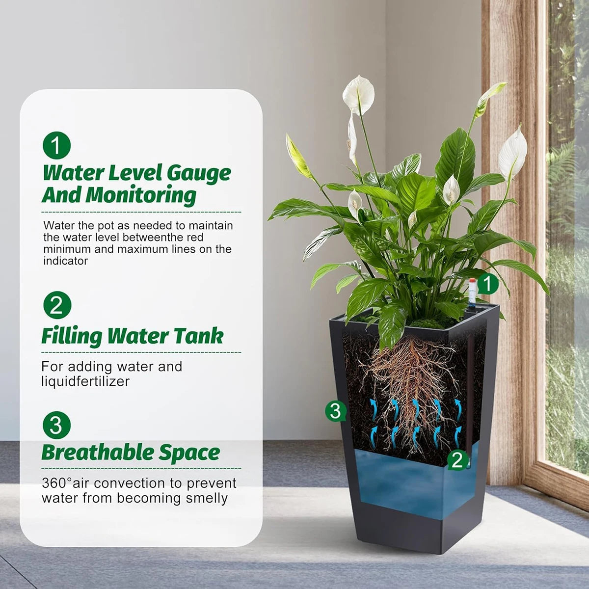 Stylish Tall Indoor/Outdoor Rectangular Planters(Set of 2)