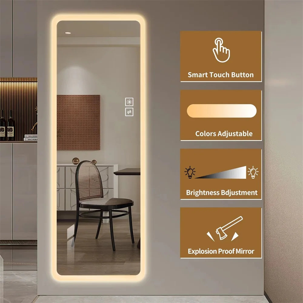 Artsy & Modern 65" Tall LED Lamp Full Length Mirror