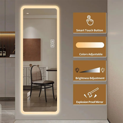 Artsy & Modern 65" Tall LED Lamp Full Length Mirror