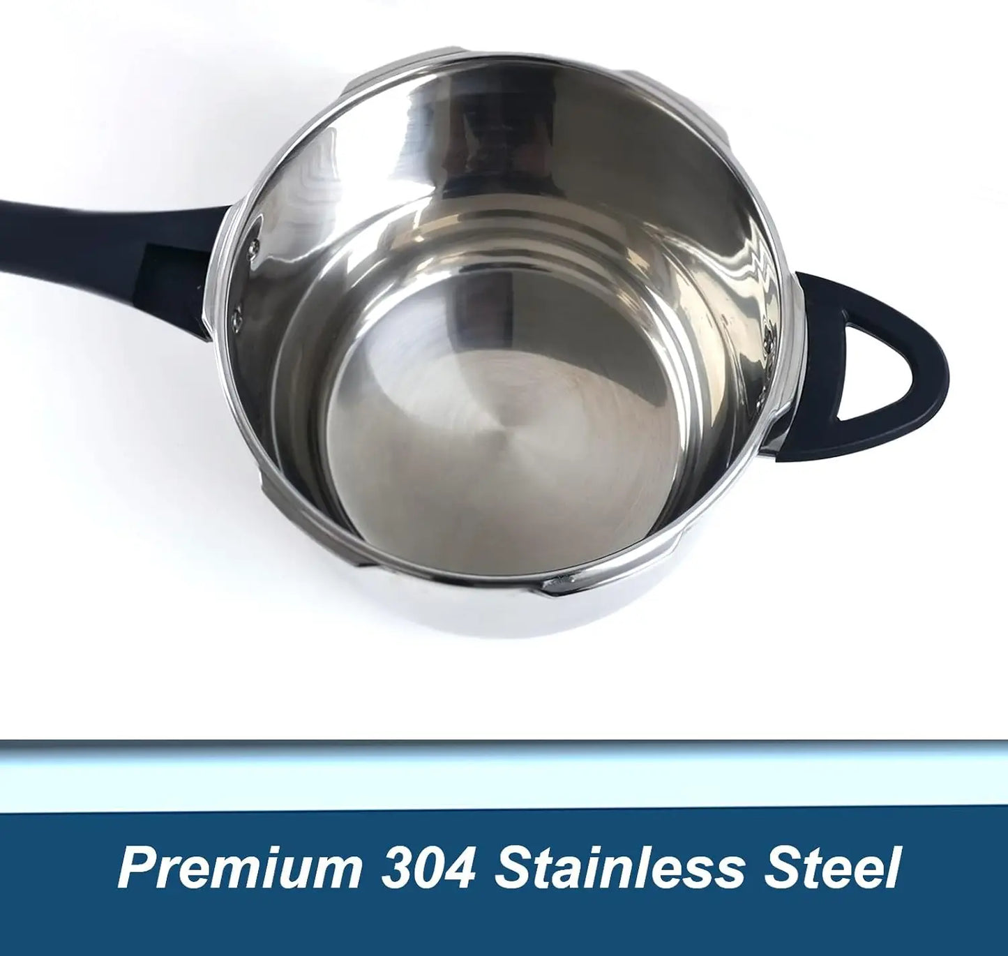Heavy Duty 304 Stainless Steel 8.5 Quart Pressure Cooker ~ Serves 6-8 — modern pressure cooker design in silver stainless steel