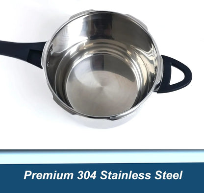 Heavy Duty 304 Stainless Steel 8.5 Quart Pressure Cooker ~ Serves 6-8 — modern pressure cooker design in silver stainless steel