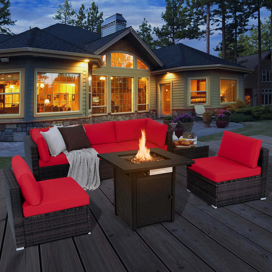 7-pc Patio Set-Gas Fire Pit Table