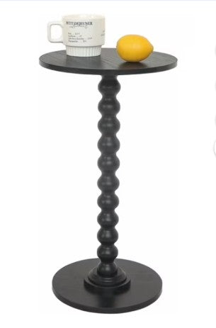 SIMENMAX Round Side Table - Bobbin-Style Spindle Leg Accent Table for Small Spaces, walnut-grain round side table finish