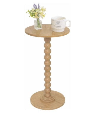 SIMENMAX Round Side Table - Bobbin-Style Spindle Leg Accent Table for Small Spaces, black round side table finish