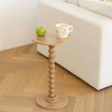 SIMENMAX Round Side Table - Bobbin-Style Spindle Leg Accent Table for Small Spaces, white round side table finish