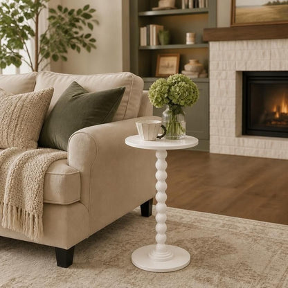 SIMENMAX Round Side Table - Bobbin-Style Spindle Leg Accent Table for Small Spaces, round side table product view