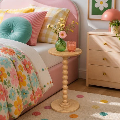 SIMENMAX Round Side Table - Bobbin-Style Spindle Leg Accent Table for Small Spaces, compact round side table for dorm rooms