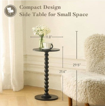 SIMENMAX Round Side Table - Bobbin-Style Spindle Leg Accent Table for Small Spaces, round side table supporting home decor