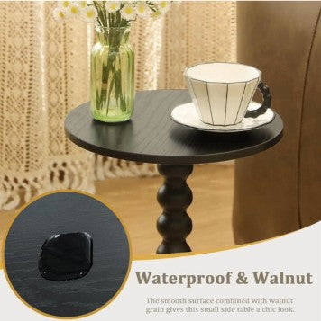 SIMENMAX Round Side Table - Bobbin-Style Spindle Leg Accent Table for Small Spaces, round side table with easy-clean tabletop