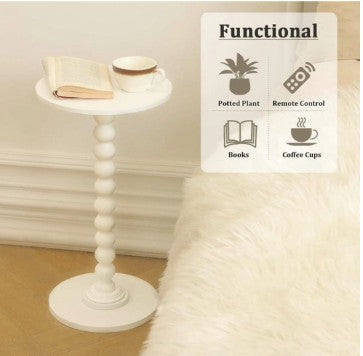 SIMENMAX Round Side Table - Bobbin-Style Spindle Leg Accent Table for Small Spaces, 220-pound-capacity round side table