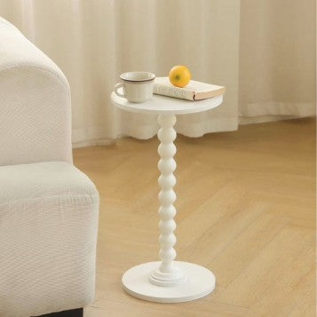 SIMENMAX Round Side Table - Bobbin-Style Spindle Leg Accent Table for Small Spaces, family-friendly round side table with no sharp corners