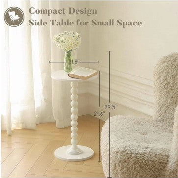 SIMENMAX Round Side Table - Bobbin-Style Spindle Leg Accent Table for Small Spaces, stylish round side table for small-space living
