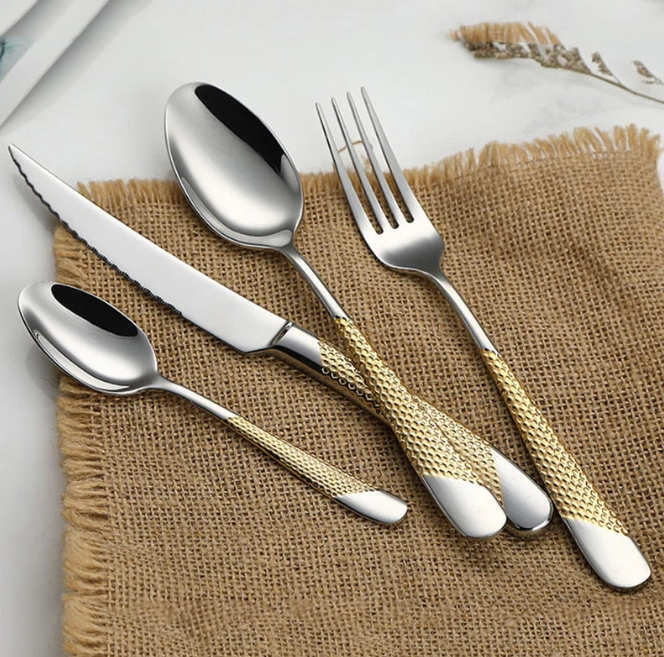 A chic dining environment featuring the Ferran stainless steel cutlery set for a refined dining experience.