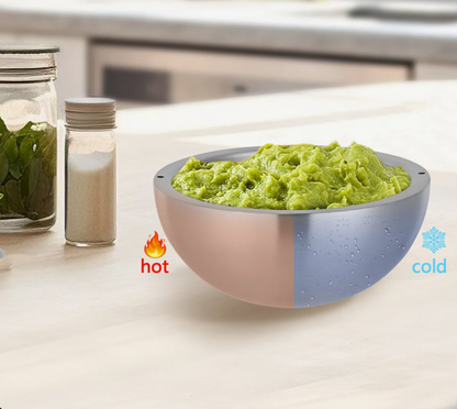 Sleek Brushed Silver Insulated Serving Bowl - designed for both hot and cold foods, this stainless steel salad bowl enhances any table setting.