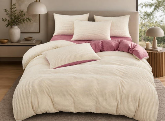 BowLift Corduroy Duvet Cover Set - Ribbed Velvet Plush with 2 Pillowcases, corduroy duvet cover in a cozy bedroom setting