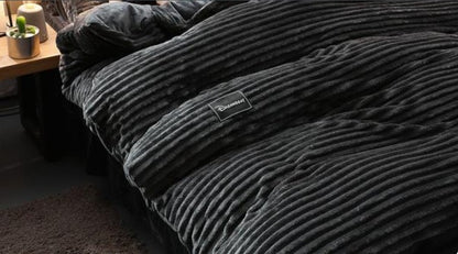 BowLift Corduroy Duvet Cover Set - Ribbed Velvet Plush with 2 Pillowcases, fade-resistant color corduroy duvet cover