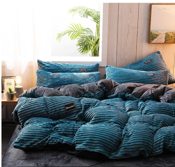 BowLift Corduroy Duvet Cover Set - Ribbed Velvet Plush with 2 Pillowcases, textured corduroy duvet cover for a guest room