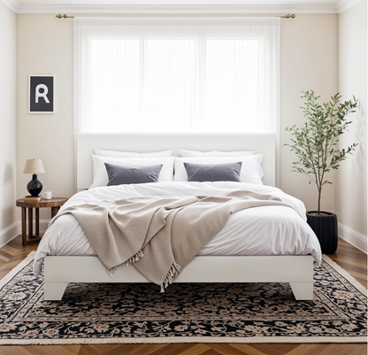 Elegant Bedroom with Upholstered Platform Bed - Stylish and comfortable solution for modern sleeping spaces.