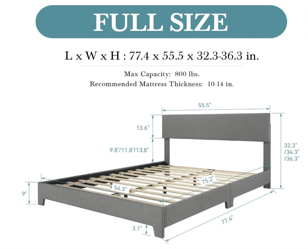 Elegant Faux Leather Finish - The upholstered platform bed reflects modern design with premium materials.