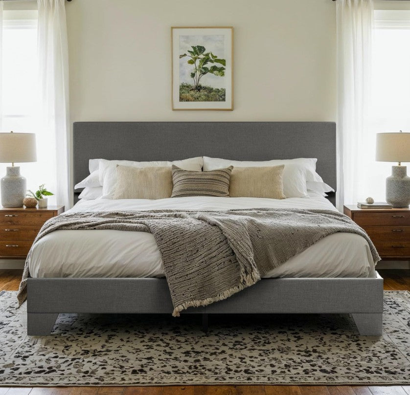 Peaceful Bedroom Atmosphere - Enjoy restful sleep with the noise-free upholstered platform bed.