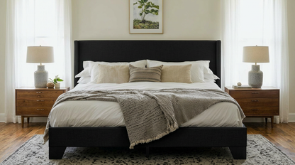 Contemporary Bedroom Decor - Featuring the elegant upholstered platform bed in a stylish setup.