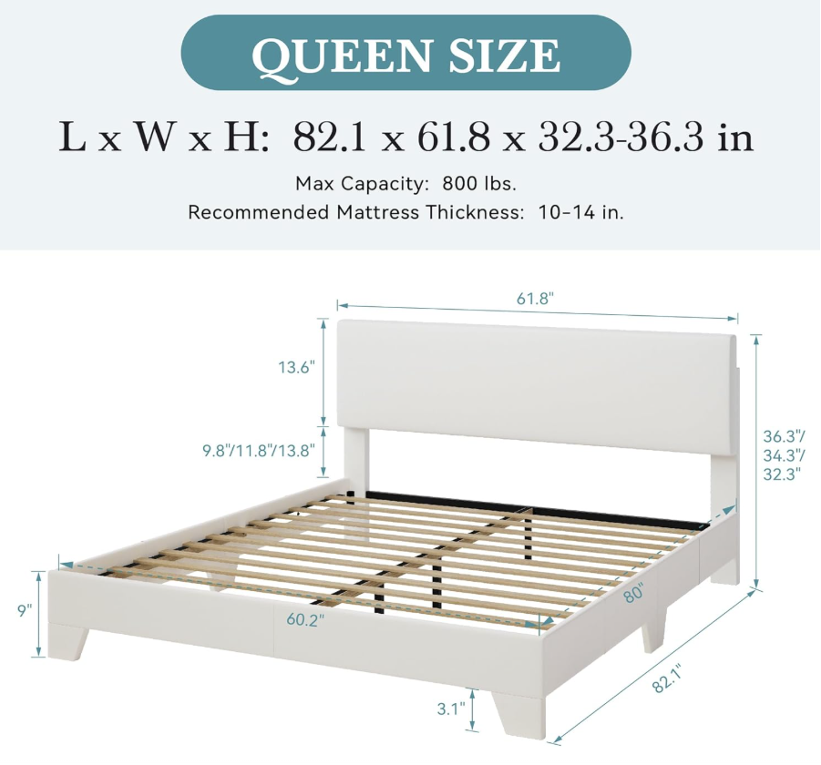 Modern Design Elements - The upholstered platform bed blends comfort with contemporary aesthetics.