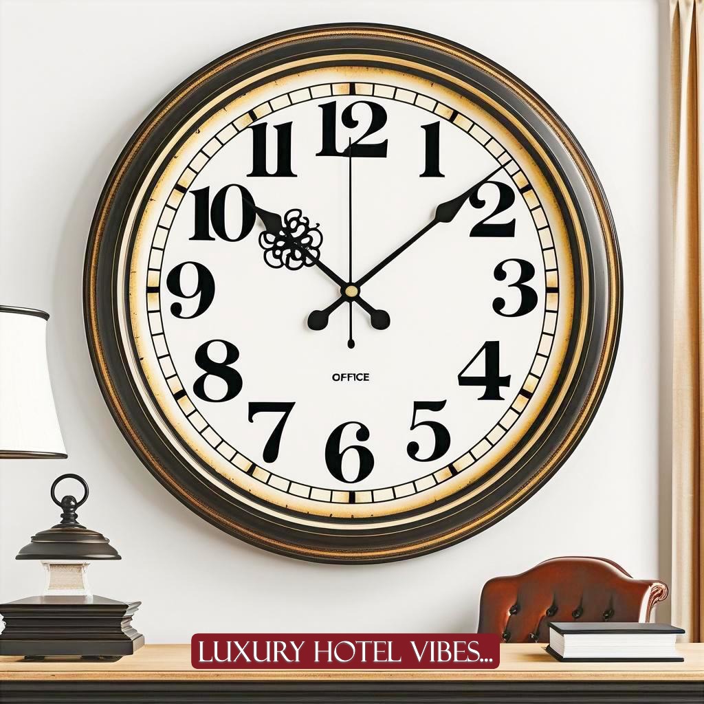 Vintage Wall Clock with classic parchment tones and rich bronze accents.