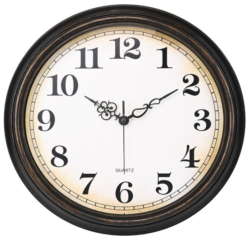 Charming Vintage Bronze Wall Clock featuring easy-to-read numbers in a stylish setting.