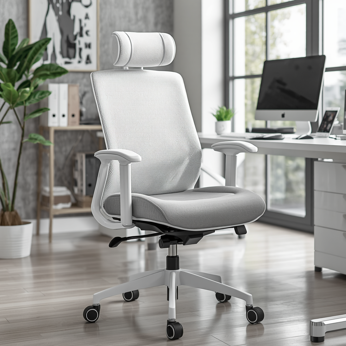 Ergonomic white mesh office chair that combines functionality and aesthetic appeal for a contemporary workspace.