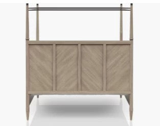 Detail shot of the Wilmington Canopy Bedroom Set in Sand showing felt-lined top drawers for functional storage.