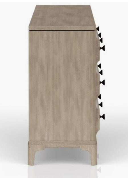 Charlie view of the Wilmington Canopy Bedroom Set in Sand highlighting the dimensions and spacious feel it offers.