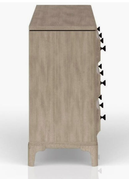 Charlie view of the Wilmington Canopy Bedroom Set in Sand highlighting the dimensions and spacious feel it offers.