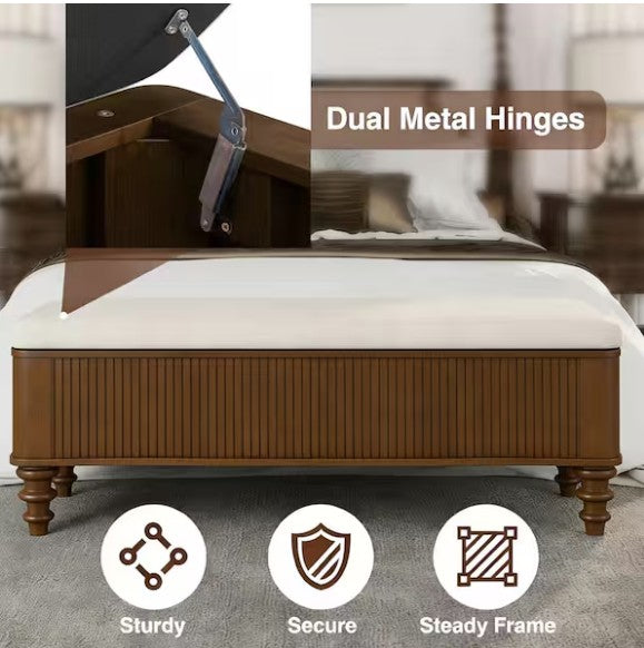 Versatile placement of the 50.8” Linen Storage Ottoman Bench at the foot of the bed - ideal storage ottoman bench for clutter-free living.