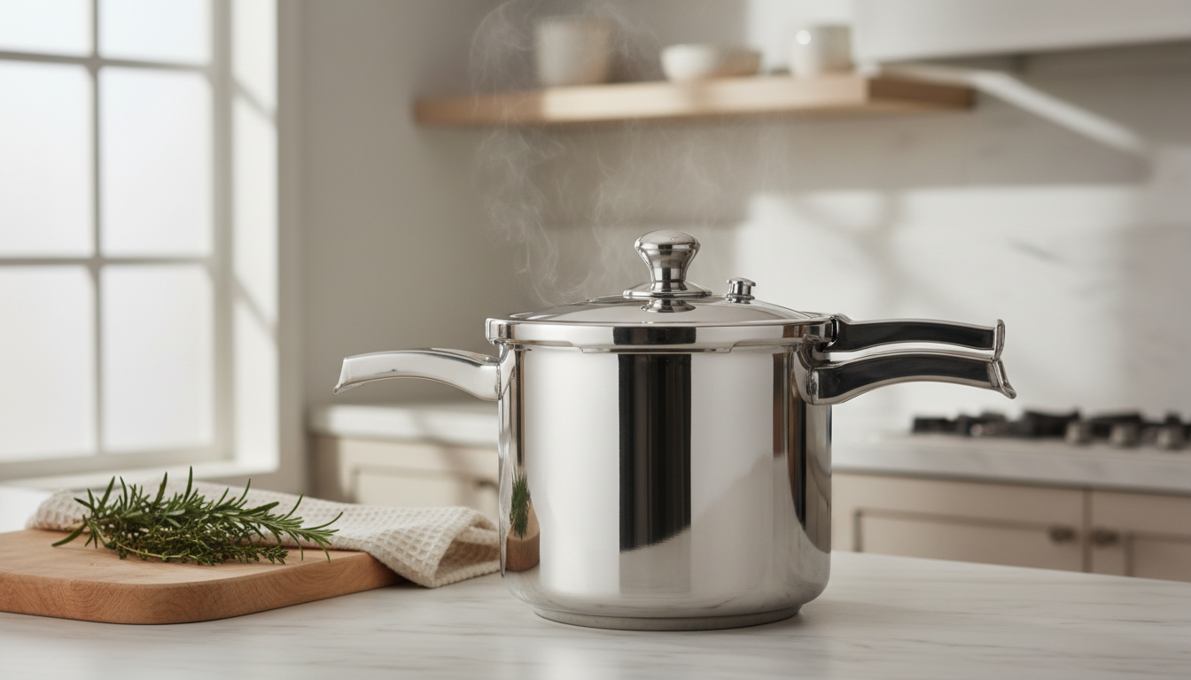 Heavy Duty 304 Stainless Steel 8.5 Quart Pressure Cooker ~ Serves 6-8 — serves 6-8 meals in durable stainless steel pot