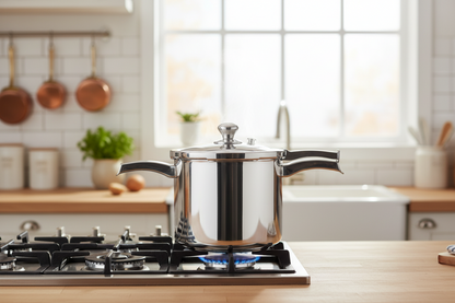 Heavy Duty 304 Stainless Steel 8.5 Quart Pressure Cooker ~ Serves 6-8 — compatible with gas, electric, ceramic, and induction stoves