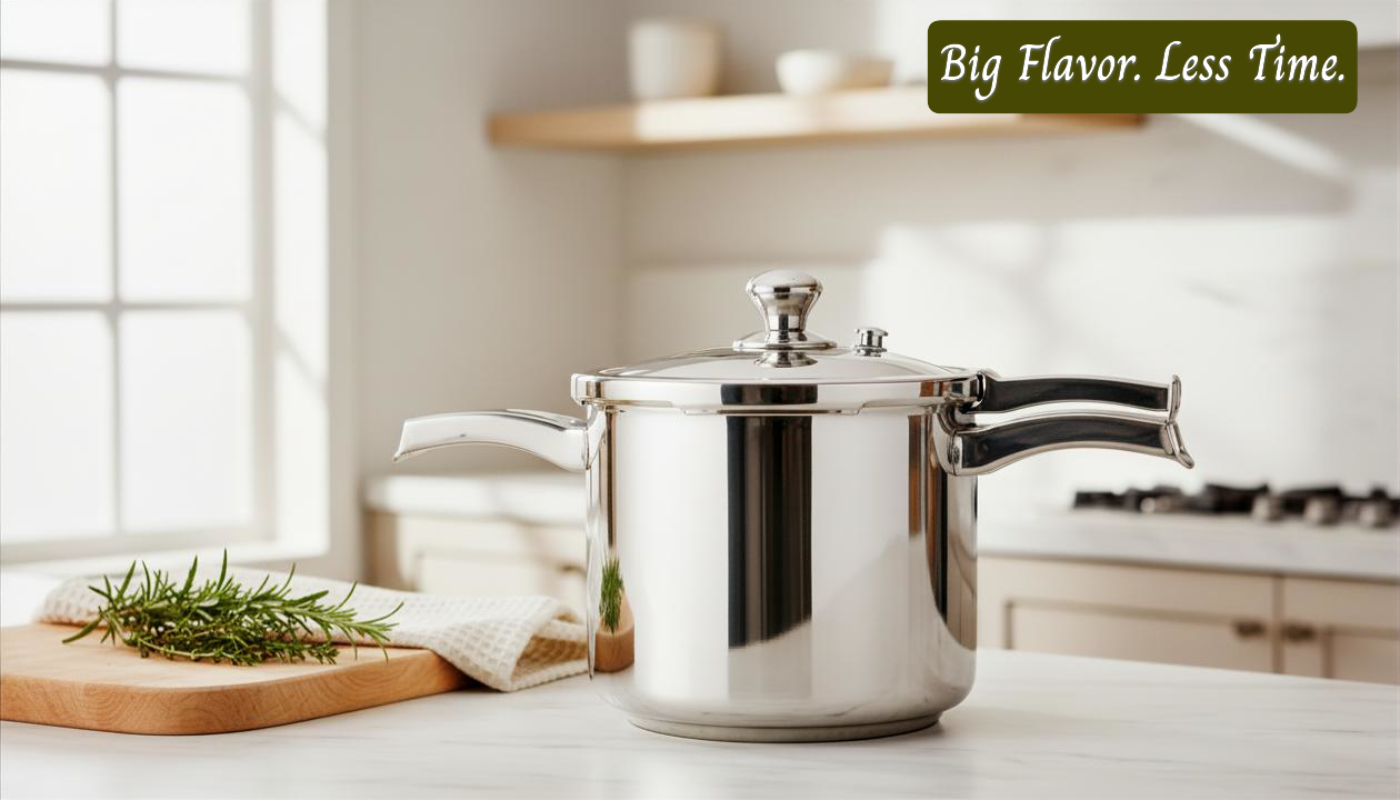 Heavy Duty 304 Stainless Steel 8.5 Quart Pressure Cooker ~ Serves 6-8 — standard and fast pressure modes for different foods