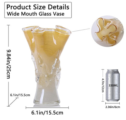 Luminous Yellow Swirl Art Glass Vase – Hand-Blown Luxury Centerpiece