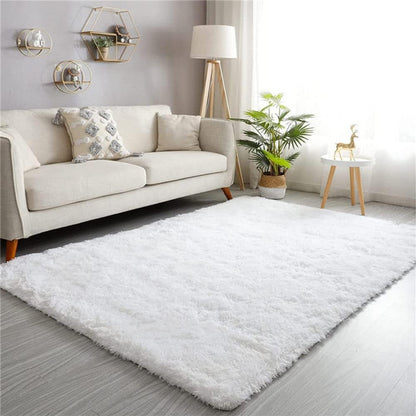 Fluffy Shag Area Rug in a spacious living area, creating an inviting space.