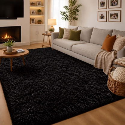 Fluffy Shag Area Rug featuring abstract design for a luxurious look.